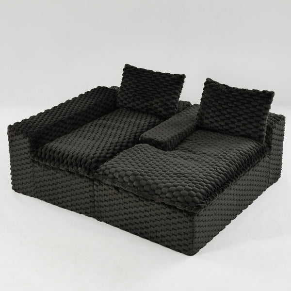 English Elm Black Turtle Velvet Convertible Sofa: Plush Reclining Lounger With Modular Design For Ultimate Comfort W3371S00033