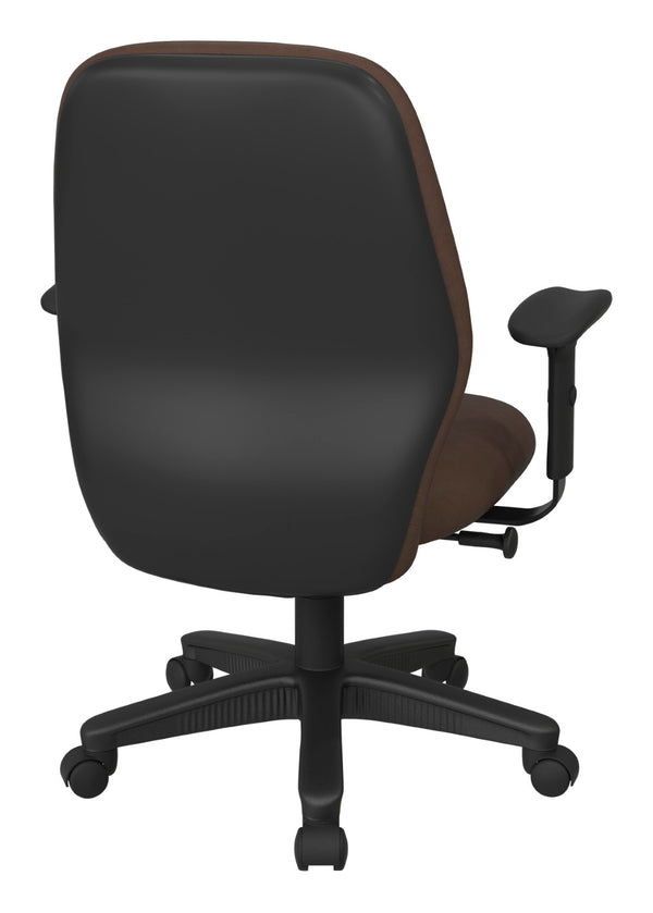 OSP Home Furnishings Mid Back Executive Office Chair Synchro Tilt Lumbar Support Ergonomic Padded Arms Java 3121-R102