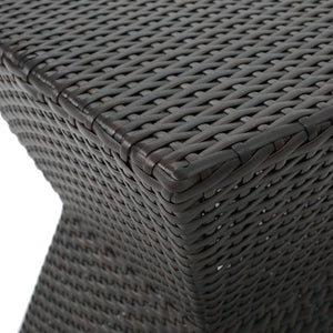English Elm Calhoun Outdoor Wicker Side Table Weather Resistant Patio Poolside Iron Frame N773P362075B