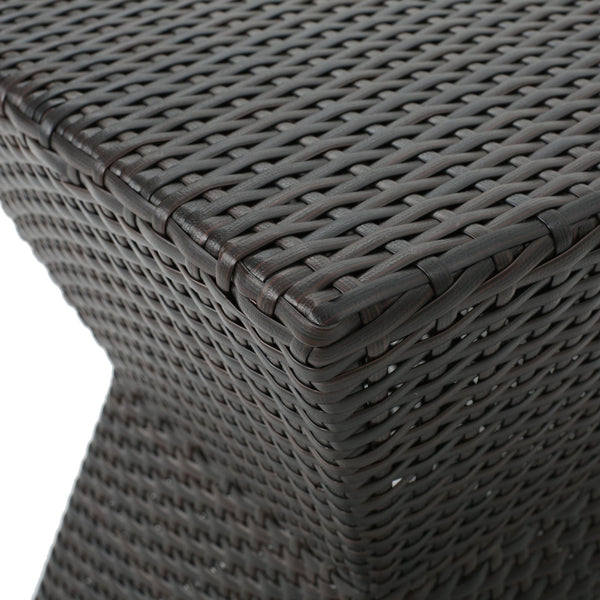 English Elm Calhoun Outdoor Wicker Side Table Weather Resistant Patio Poolside Iron Frame N773P362075B