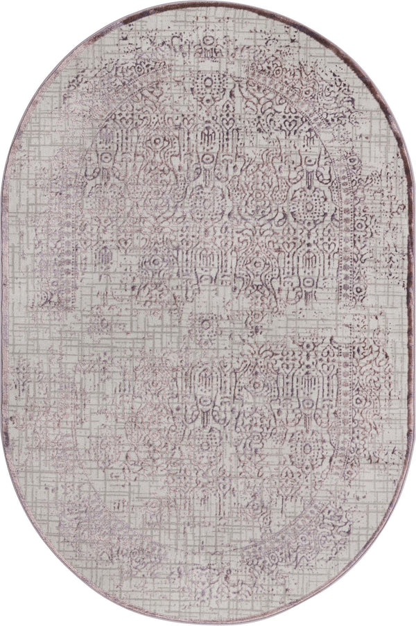 Unique Loom Aberdeen Stanhope Machine Made Border Rug Violet, Light Brown 5' 3" x 8' 0"