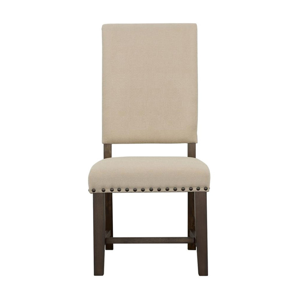 English Elm Set Of 2 Stylish Fabric Upholstered Dining Chairs In Beige & Smokey Black For Modern Spaces B016P369269-GIGA
