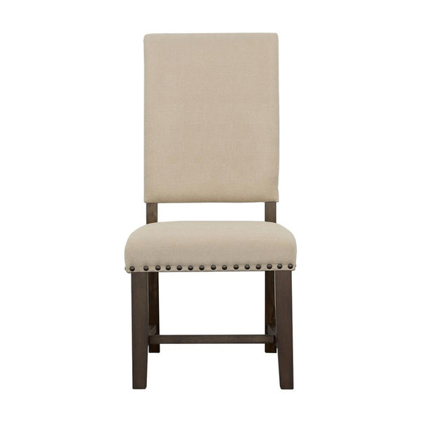 English Elm Set Of 2 Stylish Fabric Upholstered Dining Chairs In Beige & Smokey Black For Modern Spaces B016P369269-GIGA