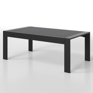 English Elm All-Weather Aluminum Outdoor Coffee Table, Modern Coffee Table For Outside, Rectangle Patio Coffee Table-Black