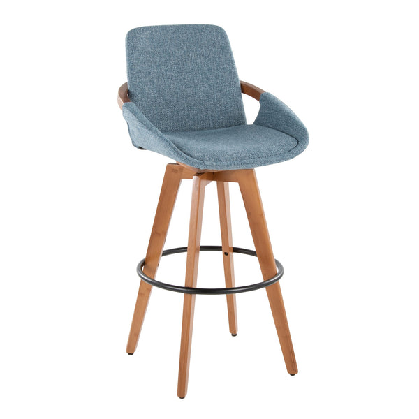 English Elm Dining/accent Chair Solid Wood Tapered Legs Cream Upholstery Mid-century Modern Seating Blue B202P471198