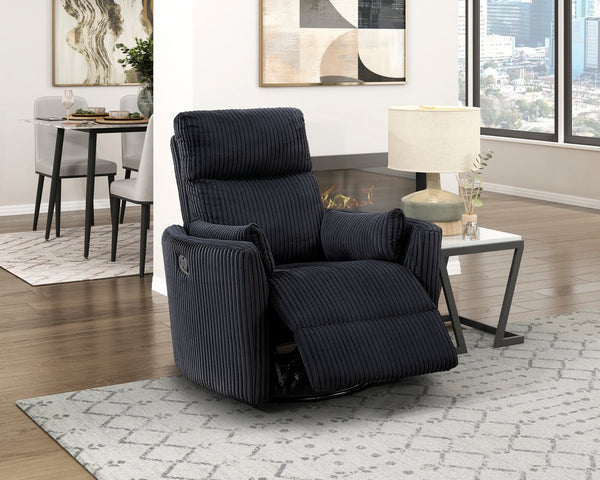 English Elm Black Corduroy Swivel Glider Recliner Chair - 360° Motion, Plush Cushioning, Sleek Black Upholstery B011P383307
