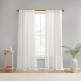 Madison Park Aida Casual Yarn Dye Sheer Curtain Panel Pair MP40-7933 White