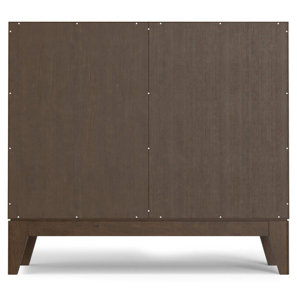 English Elm Harper Solid Wood Entryway Cabinet with Drawers Walnut Finish Tapered Legs B136P436065