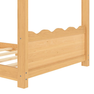 English Elm Twin House Frame Floor Bed Solid Pine Kids Room Montessori Low Profile Play Nook W1580P387836