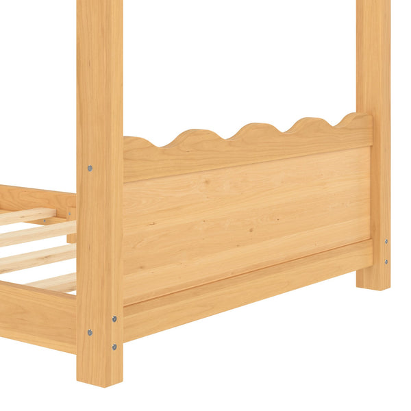 English Elm Twin House Frame Floor Bed Solid Pine Kids Room Montessori Low Profile Play Nook W1580P387836