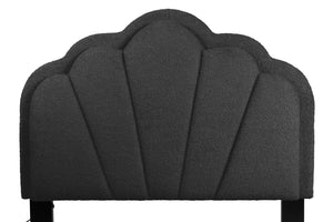 English Elm Luxurious Twin Platform Bed Wool Upholstered Scalloped Headboard with Built-in Led Lighting B011P417510