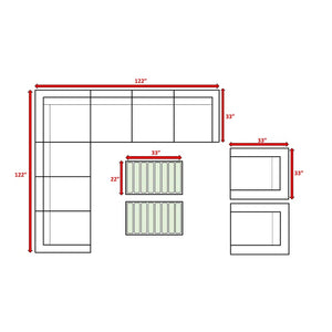 English Elm Fully Assembled 11-Piece Rattan Wicker Patio Seating Set For 8 With Plush Cushions & Coffee Tables B120S00122