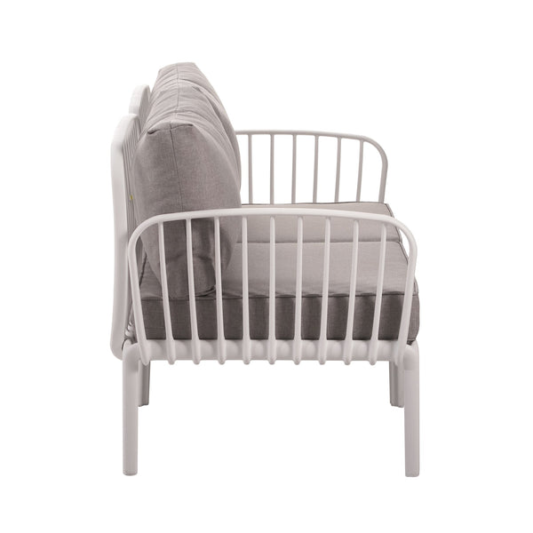 English Elm Christopher Knight Home® - 3 Piece Patio Conversation Set with Deep Seating Loveseat and Square Glass Coffee Table, Waterproof Cushions, Modern Outdoor Patio Furniture for Porch and Balcony (Seats 2, Heavy-Duty 400lb Capacity) White+gray N780P199459W