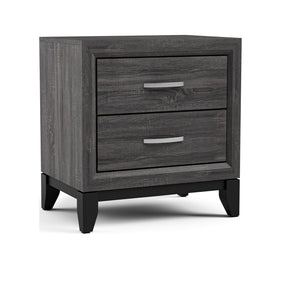 English Elm Contemporary Glam Nightstand Glossy White Lacquer Chrome Legs Dovetail Drawer Bedroom Gray B2741P435308