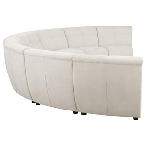 English Elm Sycamore Demi-Lune 8-Piece Curved Upholstered Sectional Sofa in Ivory — Elegant Armless Modular Design B062S01078
