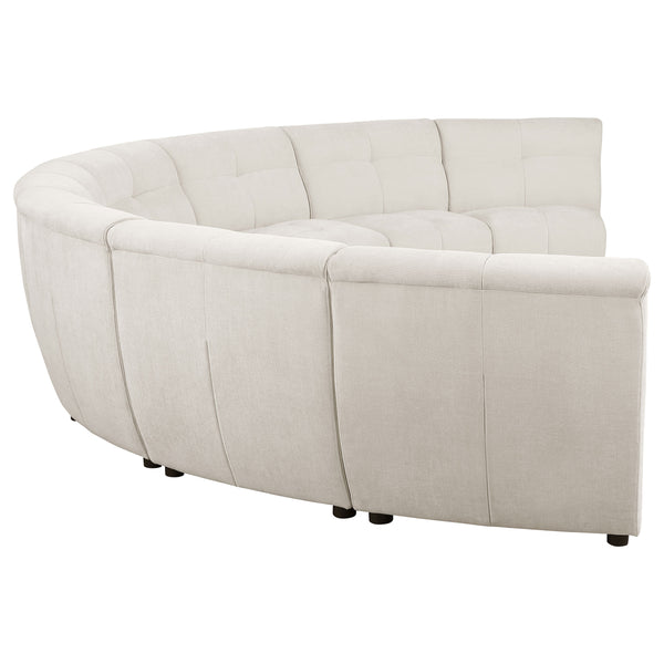 English Elm Sycamore Demi-Lune 8-Piece Curved Upholstered Sectional Sofa in Ivory — Elegant Armless Modular Design B062S01078