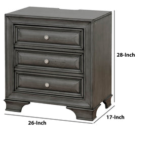English Elm Transitional Gray Wood Nightstand with Built-in Usb Charging and Ambient Nightlight B056P216860