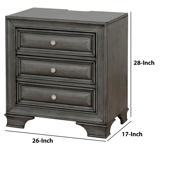 English Elm Transitional Gray Wood Nightstand with Built-in Usb Charging and Ambient Nightlight B056P216860