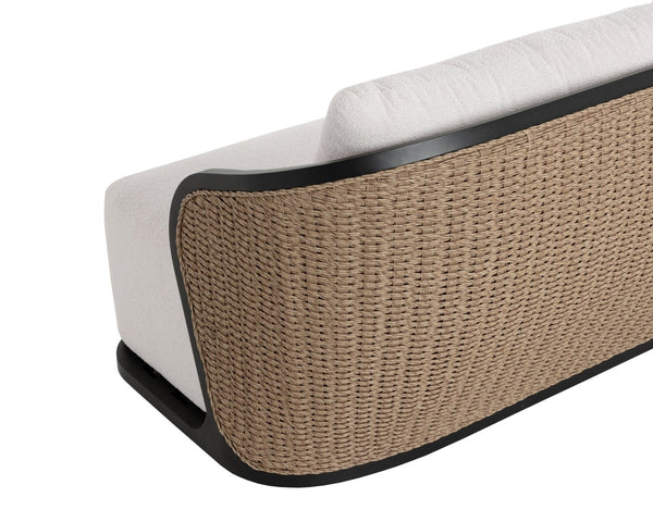 Sunpan BORA Sofa - Luxurious Louis Cream Outdoor Seat with Elegant Wicker Design & Weather-Resistant Comfort 111864V