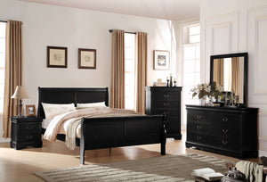 English Elm Louis Philippe Elegant Black 2-Piece Bedroom Set: Twin Sleigh Bed & Stylish Nightstand Ensemble B2726S00182