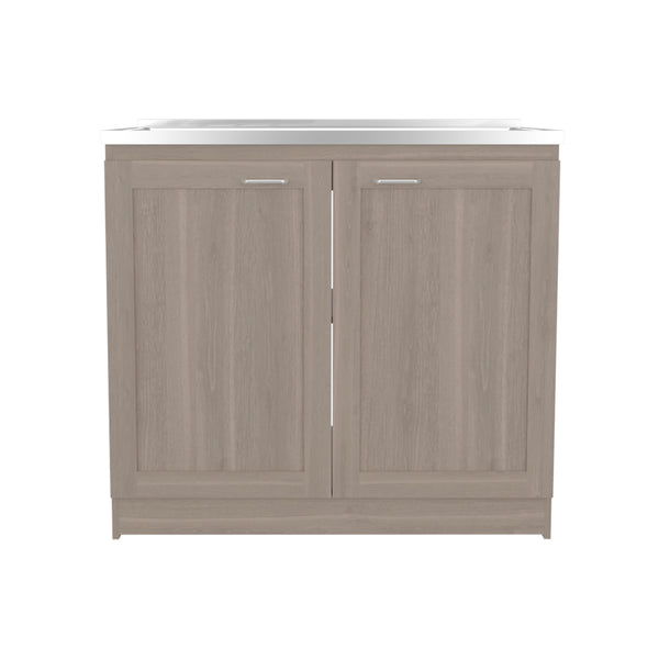 English Elm Montello White Utility Sink with Open Shelves for Laundry Mudroom Workspace B092S00280