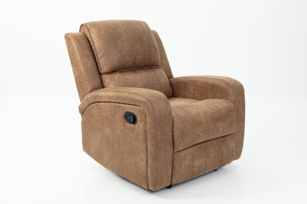 English Elm Single Manual Motion Recliner with Square Arms, Horizontal Tufting & Side Handle for Ultimate Comfort B089P240528