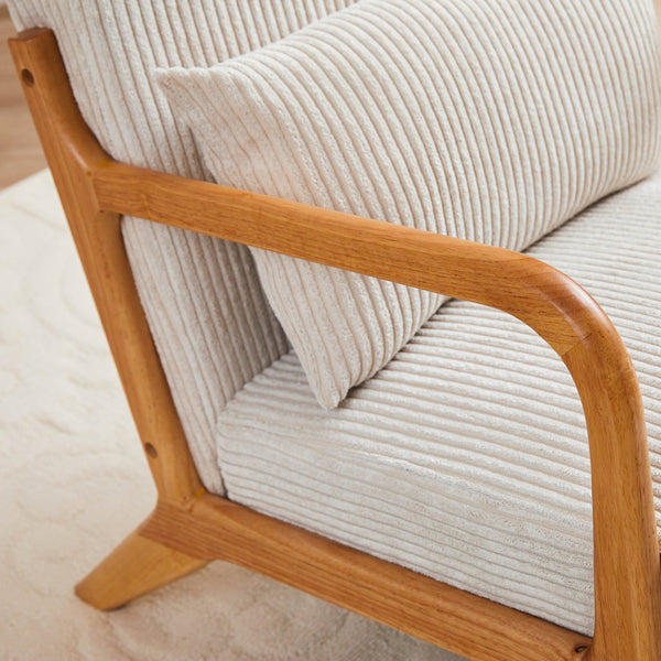 English Elm Mid-Century Upholstered Accent Chair with Pillow, Ergonomic Solid Wood Frame for Living Room W2989P241862