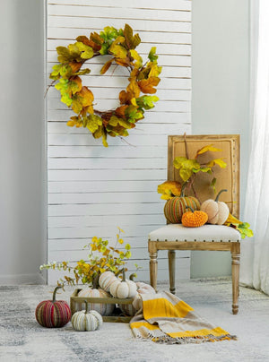 English Elm Set Of 2 Fabric Weighted Pumpkins - Natural Beige Fall Decor For Thanksgiving & Harvest Vignettes W2078P246680-GIGA