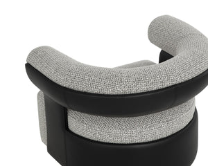 Sunpan OLIDA Swivel Lounge Chair - Modern Comfort with Helios Check Black Fabric & Nappa Leather Accents 111445