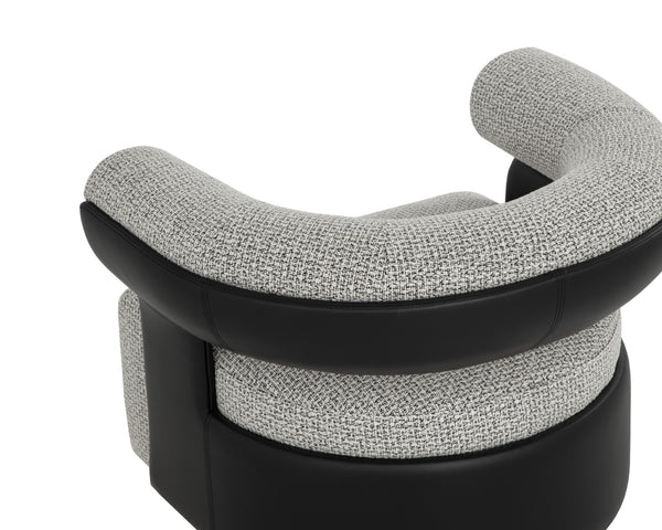 Sunpan OLIDA Swivel Lounge Chair - Modern Comfort with Helios Check Black Fabric & Nappa Leather Accents 111445
