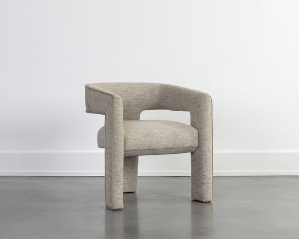 Sunpan Krasner Dining Armchair - Modern Design with Rhapsody Sand Upholstery & Mocha Contrast Piping