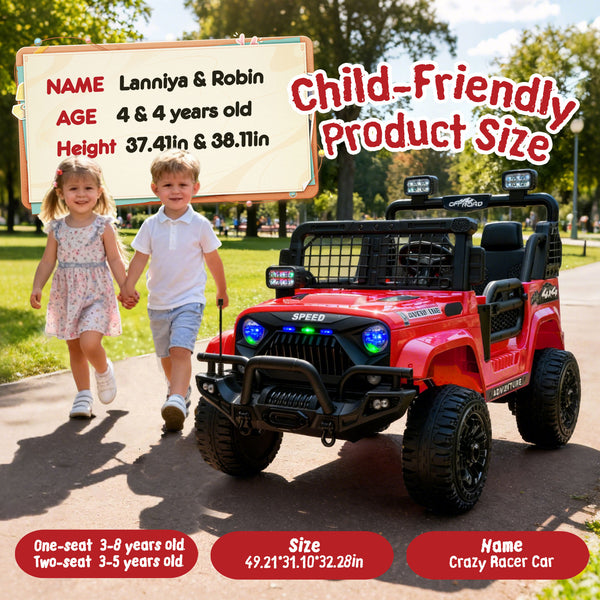 English Elm 24v Two Seater Kids Ride on Truck with Parental Remote and Four Wheel Suspension W1578P375445