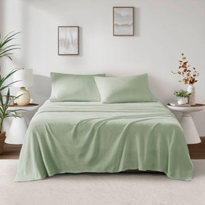 JLA Home True North by Sleep Philosophy - Micro True North Soloft Micro Plush Sheet Set – Brushed Both Sides, Lightweight Warmth, OEKO‑TEX Safe Comfortable Care Green BL20-0460
