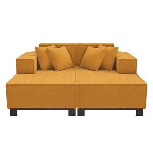 English Elm Swivel Barrel Accent Chair Chenille Tufted Round Club Seat for Living Room Lounge Orange N719S002221G