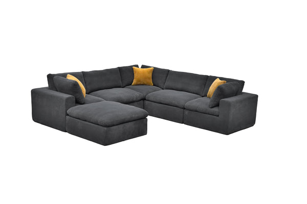 English Elm Coffee Bean Basket Weave Modular Sectional Foam Compressed with Toss Pillows Included Dark Gray B2748S00080