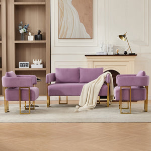 English Elm TS Modern decorative chair with teddy fleece upholstery, ergonomic sponge cushion and gold legs for luxe comfort and style Lilac W2311P364627