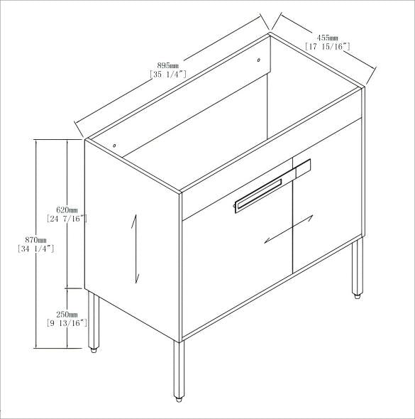 English Elm 36 Dual-Function Bathroom Vanity 36" Freestanding or Wall-Mount Cabinet, Eco Plywood, Shelf, Feet W999123987