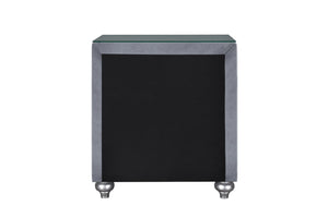 English Elm 1pc Glam Velvet Tufted 3-Drawer Nightstand with Jewelry Tray, Faux Crystal Knobs, Chic Storage B011P228567