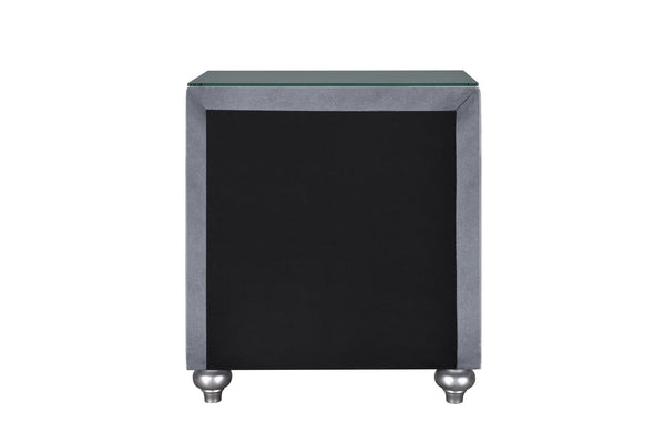 English Elm 1pc Glam Velvet Tufted 3-Drawer Nightstand with Jewelry Tray, Faux Crystal Knobs, Chic Storage B011P228567