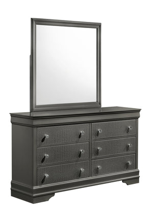 English Elm Blaze Upholstered 5-Piece Queen Bedroom Set With Led Headboard & Crystal Hardware In Metallic Gray B009S02041