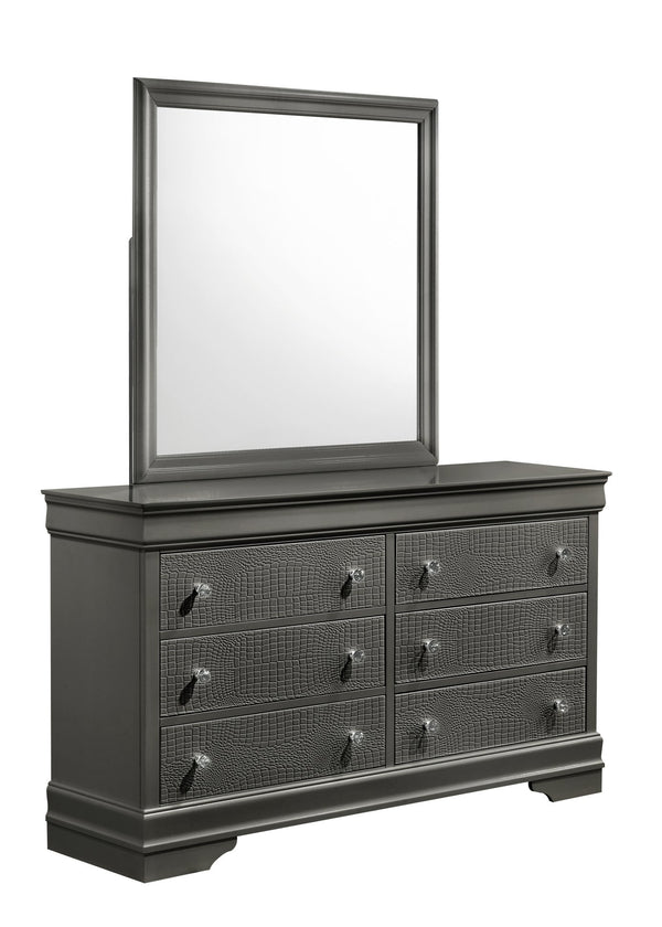 English Elm Blaze Modern 5-Piece Full Bedroom Set With Led Headboard & Ample Storage In Metallic Gray Finish B009S01492