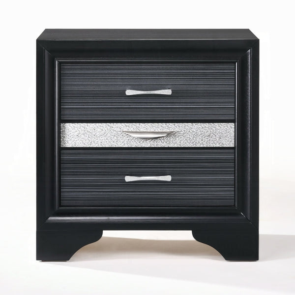 English Elm Contemporary Nightstand with Textured Finish and 2 Drawers — Modern Wooden Bedroom Storage, Easy Assembly Black 21 L x 29 W x 30 H B2741P321726
