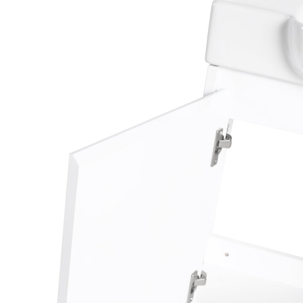 English Elm 24'' Floating Wall Mounted Bathroom Vanity with Ceramic Sink and Soft Close Cabinet Glossy White W999P426636