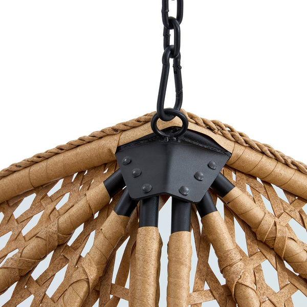 English Elm 76.8-inch Hand Woven Rattan Egg Swing Chair Indoor Outdoor with Cushion Lumbar Pillow Yellow W1512P498594