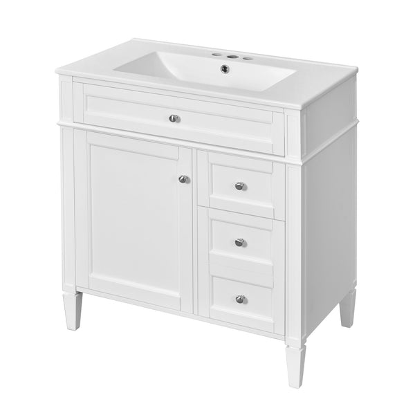 English Elm 30'' Bathroom Vanity With Ceramic Sink & Elegant Storage Solutions For Modern Home Décor Upgrade N710P250194K