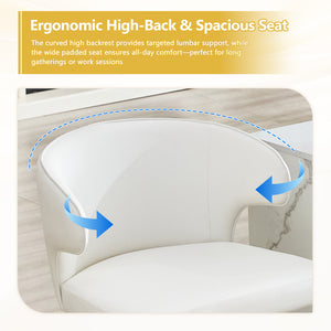 English Elm Modern Oil-wax Upholstered Swivel Barstools with Ergonomic High Back for Kitchen Islands White+Silver W2920P419848
