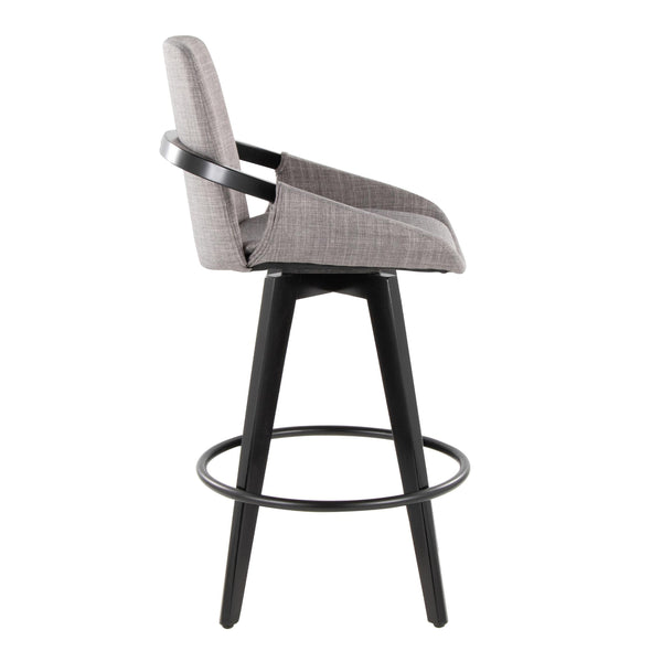 English Elm Fixed-height Swivel Counter Stools with Faux Leather Seats and Chrome Footrest Set of 2 B202S01806