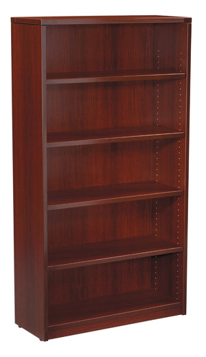 OSP Home Furnishings Napa Five Shelf Engineered Wood Bookcase Adjustable Open Storage for Home Office Mahogany NAP-56-MAH