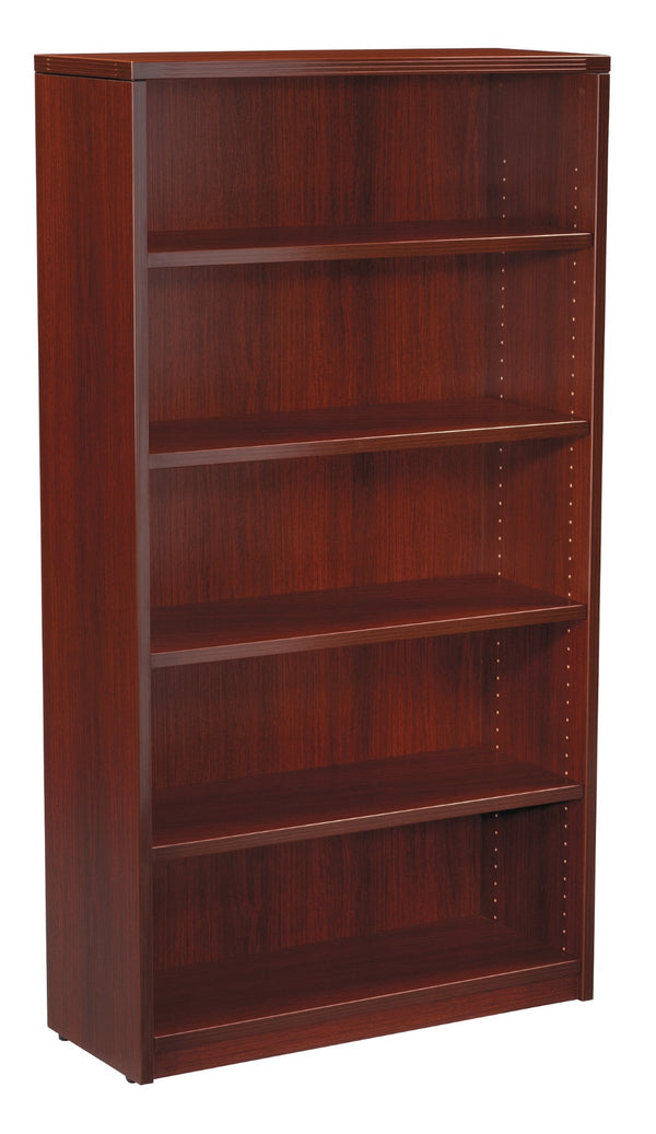 OSP Home Furnishings Napa Five Shelf Engineered Wood Bookcase Adjustable Open Storage for Home Office Mahogany NAP-56-MAH