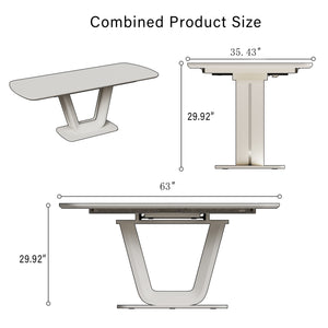 English Elm 62.4" Extendable Mdf Dining Table Mid-century Industrial Style with Bold X Metal Legs W2189S00825